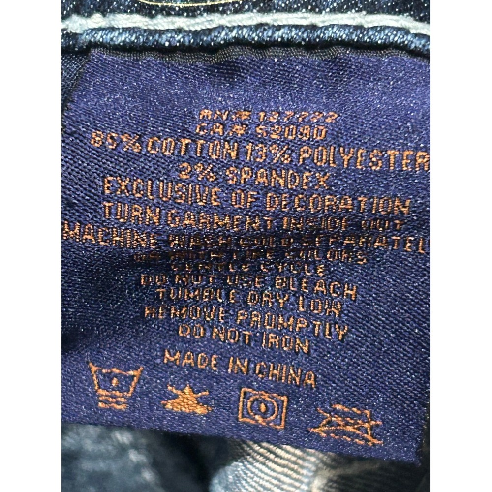 Dereon Girls Dark Wash Denim Jeans Gold Accent Size 7/8 Rhinestone - Picture 11 of 11